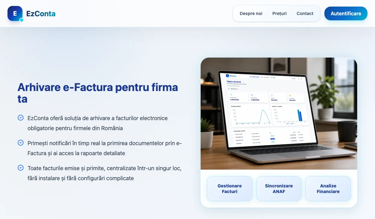 Captură a site-ului EzConta